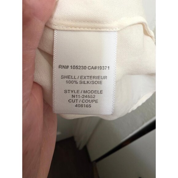 JOIE WOMEN'S IVORY SILKY FAIRY PLEATED PEASANT BLOUSE TIE NECK SIZE SMALL - Picture 9 of 10